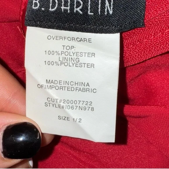 B Darlin Bold 2 Piece Red Embellished Dress Prom or Cocktail Dress - Picture 10 of 10